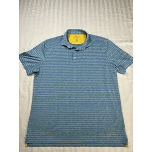Johnnie-O Newton Polo Shirt XL Blue Yellow Stripe Performance Golf Stretch Mens